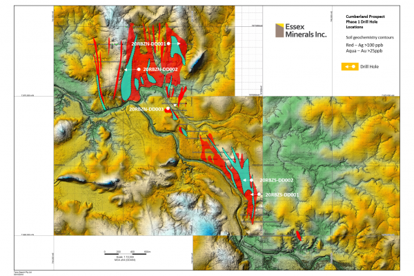 Cumberland Drill Program 1 - Drill Hole Location Map